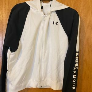 Under Armour White and Black Zip up Hoodie